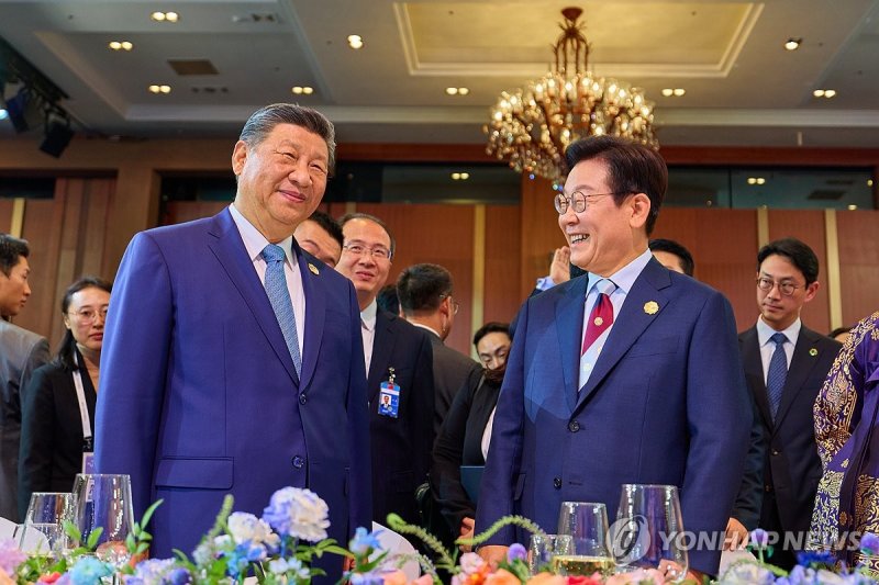 대화 나누는 한중 정상 (출처=연합뉴스)