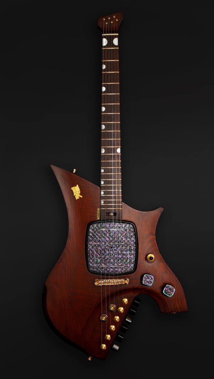 이재명 대통령이 로렌스 웡 싱가포르 총리에게 선물한 나전칠기 일렉트릭 기타.(대통령실 제공) ⓒ News1 한재준 기자