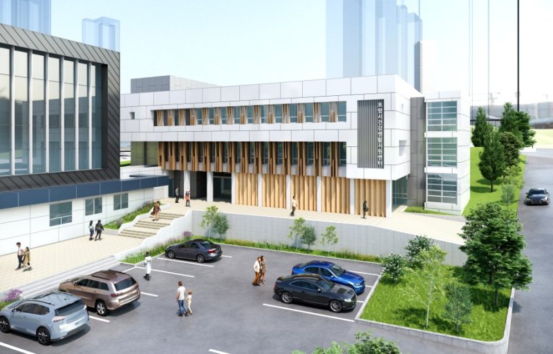 [포항=뉴시스] 송종욱 기자 = 포항시는 시민에게 AI 기반 스마트 헬스케어를 제공하기 위해 건강생활지원센터 건립, 내년 7월 준공한다. 사진은 포항시 건강생활지원센터' 조감도. (사진=포항시 제공) 2025.11.03. photo@newsis.com