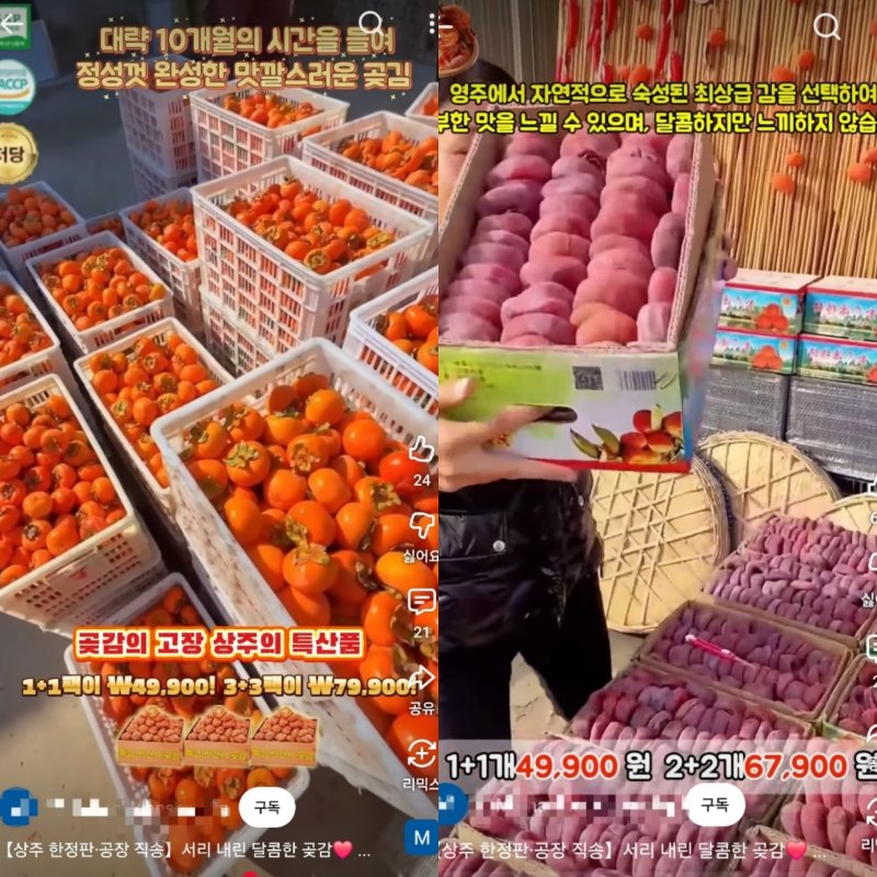 중국에서 판매하는 상주곶감 사기 광고(유튜브 캡쳐)2025.11.3/뉴스1