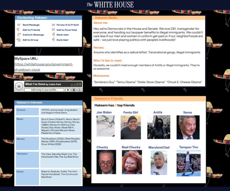 미국 백악관 공식 웹사이트에 개설된 민주당 조롱 페이지(백악관 웹사이트)