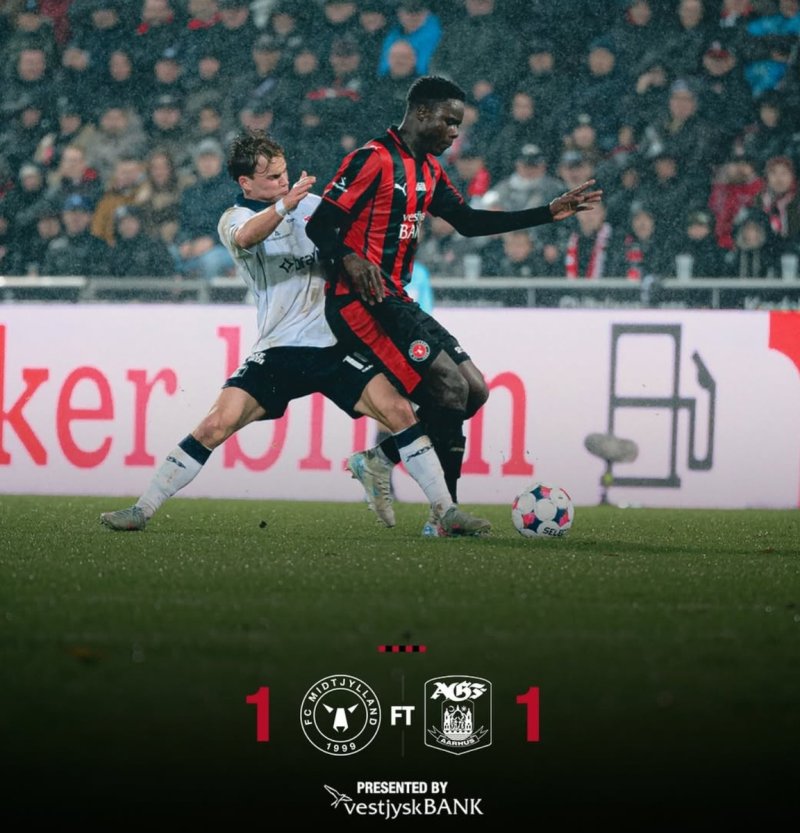 오르후스와 1-1로 비긴 미트윌란 (출처=연합뉴스)