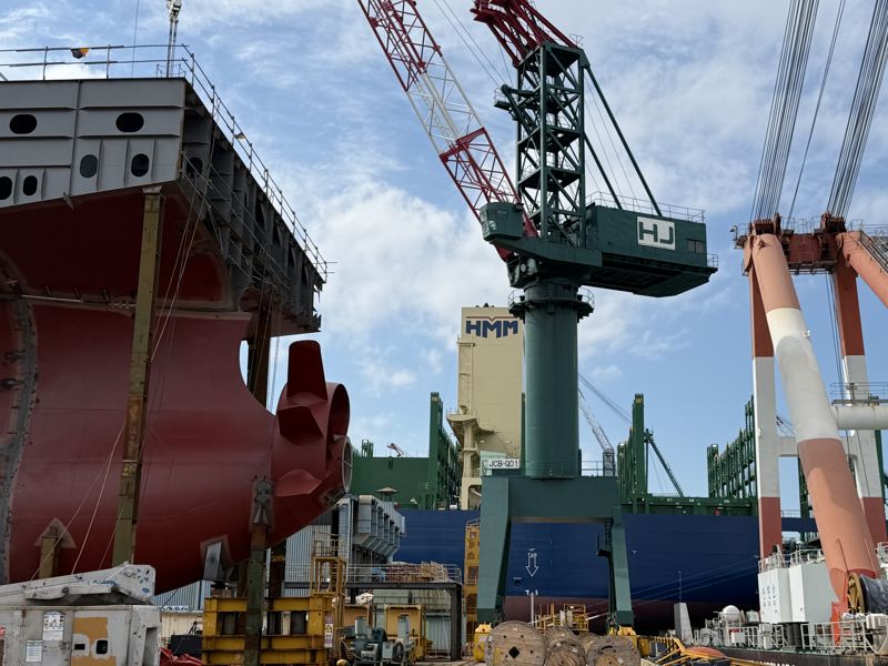 HJ중공업 영도조선소 야드 전경. 사진=강구귀 기자