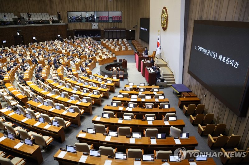 지난 9월 국회 본회의에서 국민의힘 권성동 의원 체포동의안이 통과되고 있는 모습 (출처=연합뉴스)