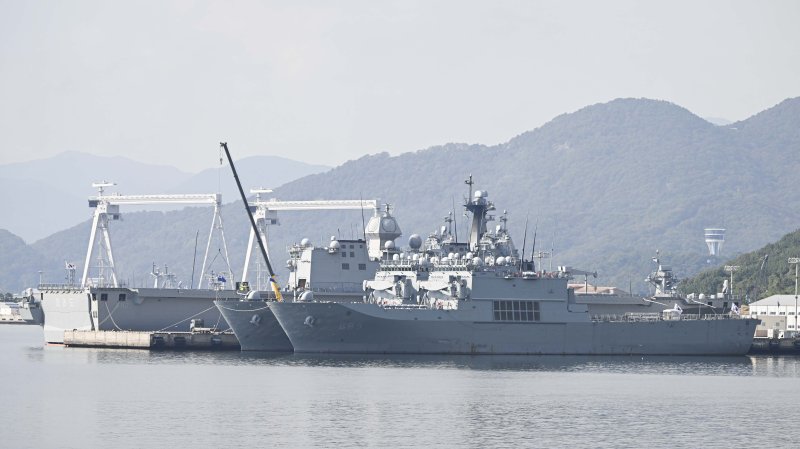 2025년 합동순항훈련전단이 출항을 하루 앞둔 4일 진해 군항에 정박해 있다. 해군 제공