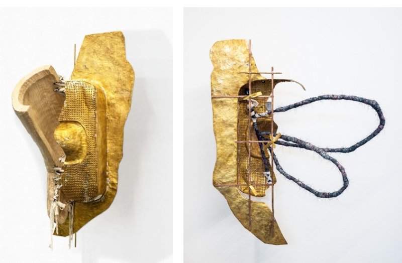 Left: Eusung Lee, Bucentaur, 2025, Wood, brass, silver, fabric, yarn, 104 x 65 x 47 cm. Photo © the artist Right: Eusung Lee, Study of Model A, 2025, Brass, silver, aluminum, fabric, yarn, 97 x 77 x 49 cm. Photo © the artist *재판매 및 DB 금지
