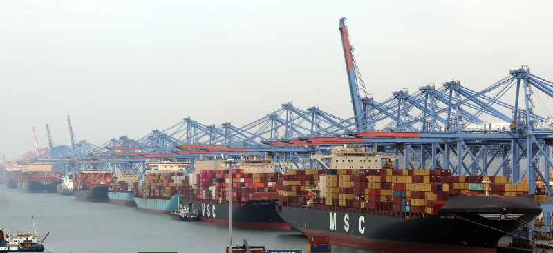 [부산=뉴시스] 하경민 기자 = 12일 부산 강서구 부산신항에서 수출입 컨테이너 선적 및 하역작업이 진행되고 있다. 사진은 기사 내용과 직접적 관계 없음. yulnetphoto@newsis.com