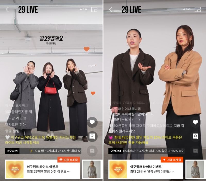 지난 4일 진행된 파사드패턴 29라이브 방송 화면. 29라이브 화면 갈무리