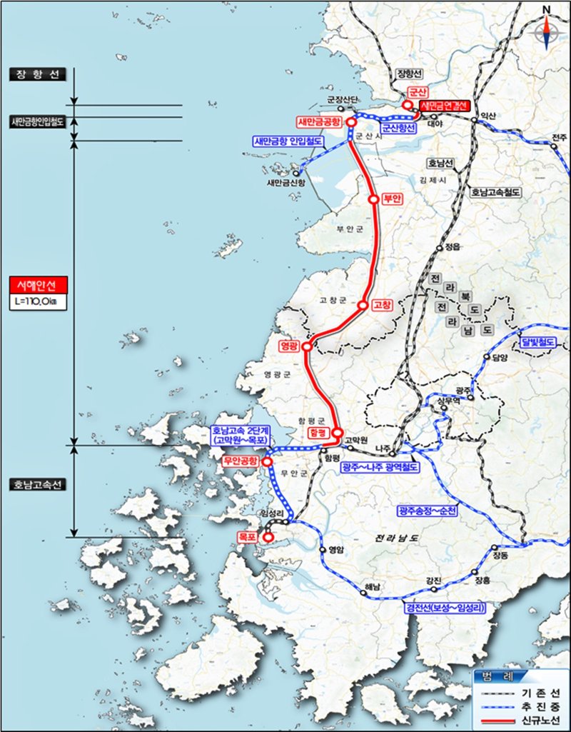 서해안철도(전북 군산~전남 목포선) 노선도 *재판매 및 DB 금지