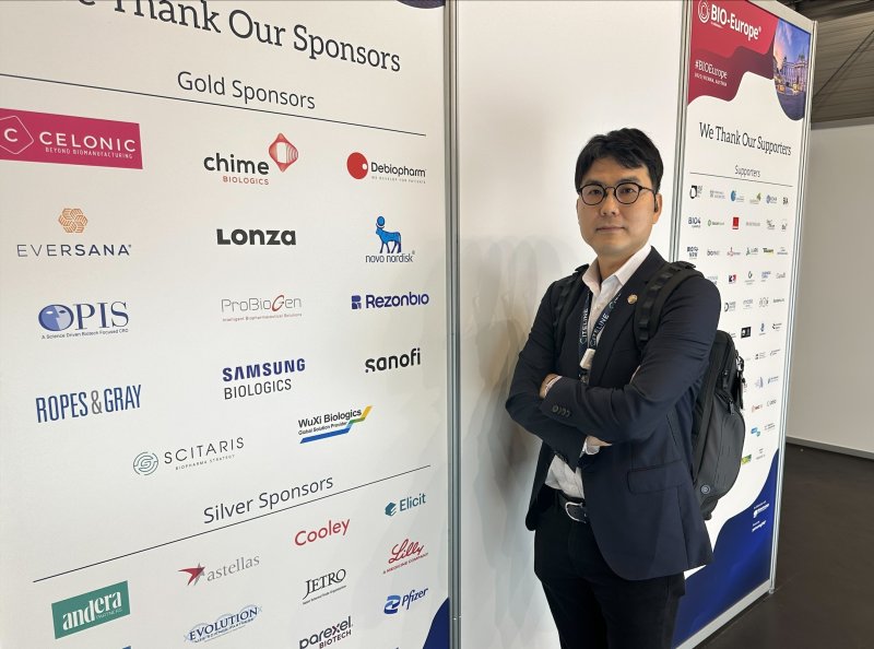 [서울=뉴시스] 바이오 유럽에 참석 중인 코오롱티슈진 전승호 대표이사 (사진=코오롱티슈진 제공) 2025.11.05. photo@newsis.com *재판매 및 DB 금지