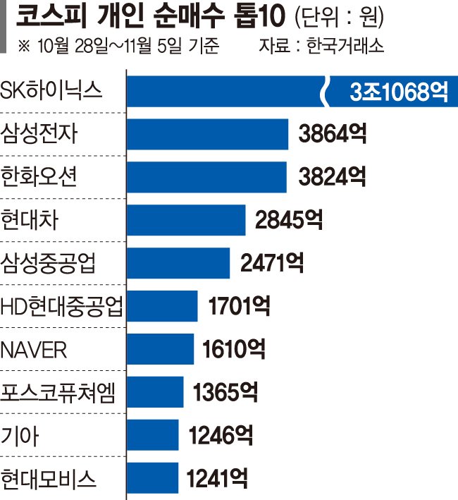 코스피 출렁여도 꺾이지 않는 개인 매수세