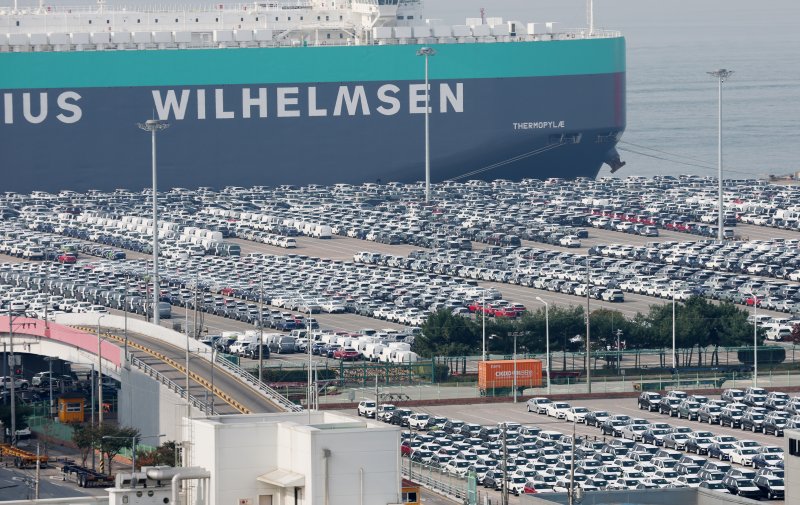 경기 평택시 포승읍 평택항에 수출용 차량이 세워져 있는 모습. 2025.10.30/가상 바카라1 ⓒ News1 김영운 기자