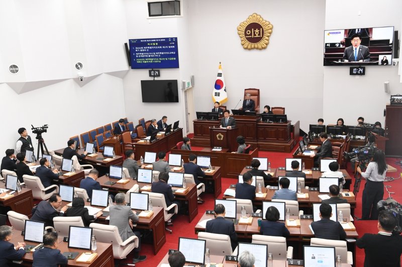 제주특별자치도의회 본회의장. 제13대 제주도의회는 7월 1일 의장과 부의장 2명을 선출하고, 7월 2일 8개 상임위원장 인선을 진행할 예정이다. /사진=연합뉴스