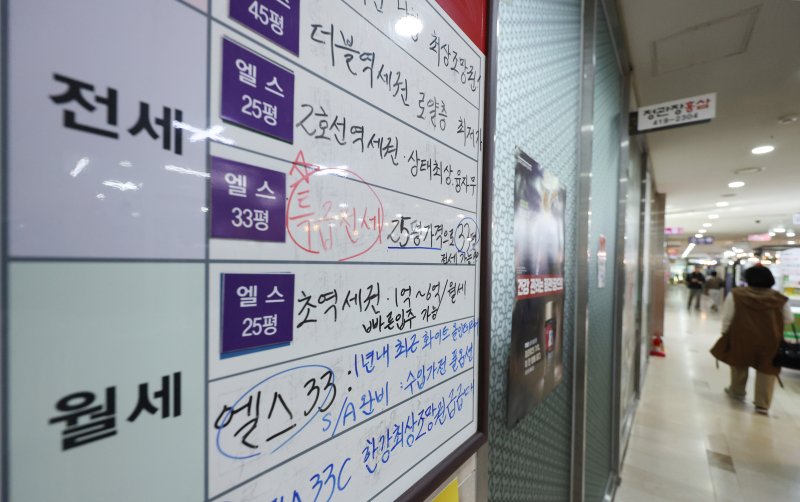 분양가상한제 아파트의 실거주 의무를 3년 동안 유예하는 주택법으로 인해 서울 강남 전세시장에 '3년 임대'가 등장하는 기현상이 나타나고 있다. 강남 중개업소의 전세매물 안내판 뉴시스