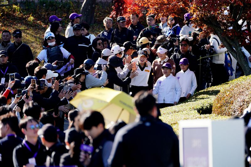 메이저 바카라사이트 굿모닝이 위믹스 챔피언십 1번홀을 지나고 구름관중에 뒤덮히고 있다. 위믹스 챔피언십메이저 바카라사이트 굿모닝조직위 제공
