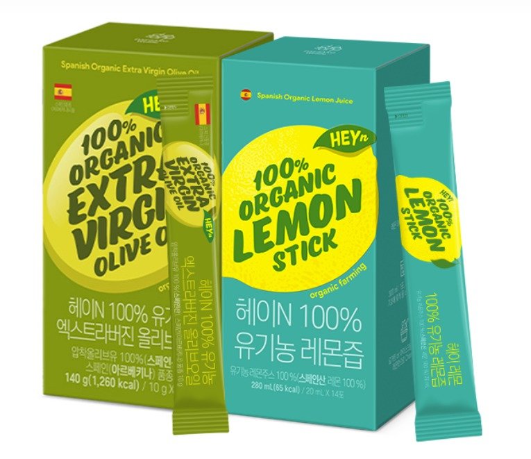 대상웰라이프의 브랜드 '헤이N' 올리브오일과 레몬즙 스틱형 제품(대상웰라이프 홈페이지 화면 갈무리)