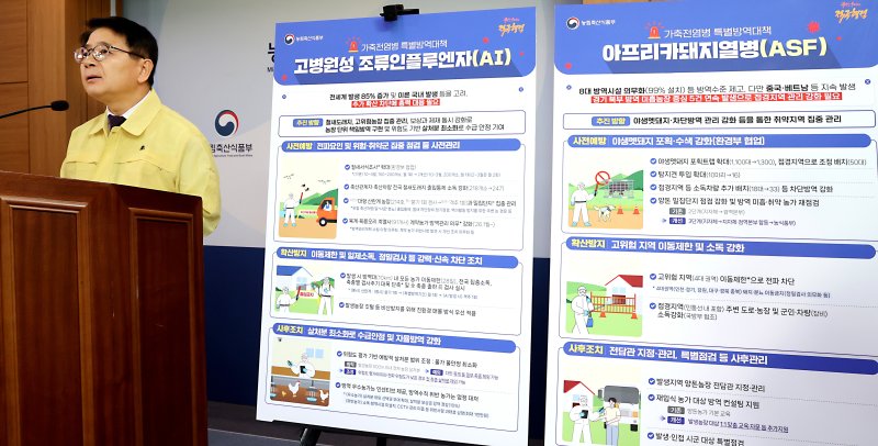 최정록 농림축산식품부 바카라사이트 정보정책국장이 지난 23일 세종시 정부세종청사에서 2025-2026년 겨울철 가축전염병 특별바카라사이트 정보대책을 발표하고 있다. 농림축산식품부는 10월부터 내년 2월까지 가축전염병 특별바카라사이트 정보대책 기간으로 설정하고 병원성 AI, 구제역, 아프리카돼지열병에 대한 바카라사이트 정보 관리를 대폭 강화해 나갈 계획이라고 밝혔다. 2025.9.24/뉴스1 ⓒ News1 김기남 기자