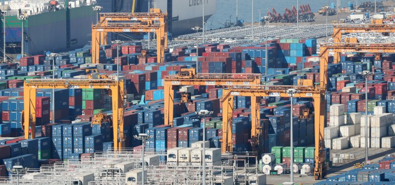 14일 경기 평택시 포승읍 평택항에 수출용 컨테이너들이 쌓여있다. 2025.11.14/뉴스1 ⓒ News1 김영운 기자