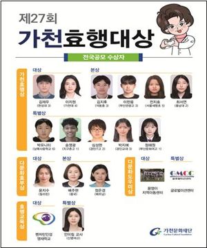 (재)가천문화재단은 제27회 가천효행대상 수상자를 선정했다. 가천문화재단 제공.