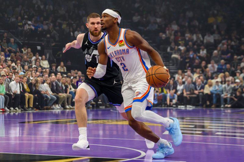 [솔트레이크시티=AP/뉴시스] 미국프로농구(NBA) 바카라 사이트 먹튀 선더의 샤이 길저스알렉산더. 2025.11.21.