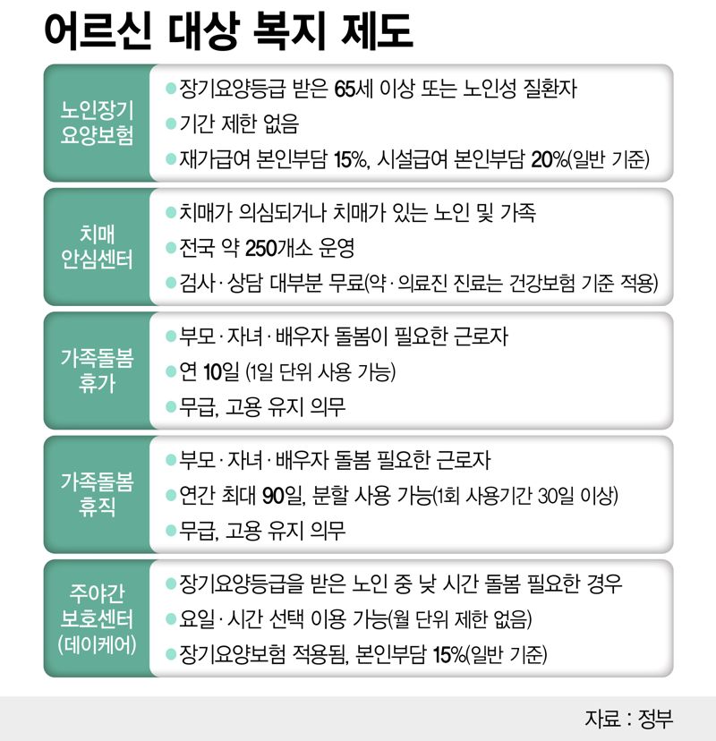 어르신 대상 복지 제도 /그래픽=정기현 기자