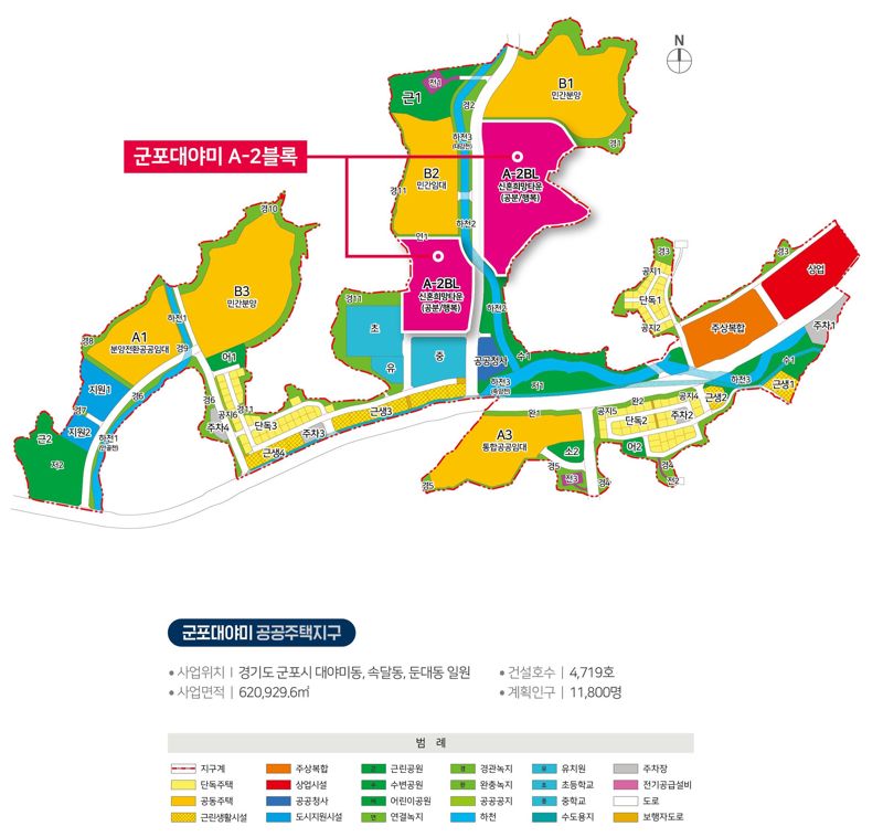군포대야미 A-2블록 토지이용계획도. LH 제공