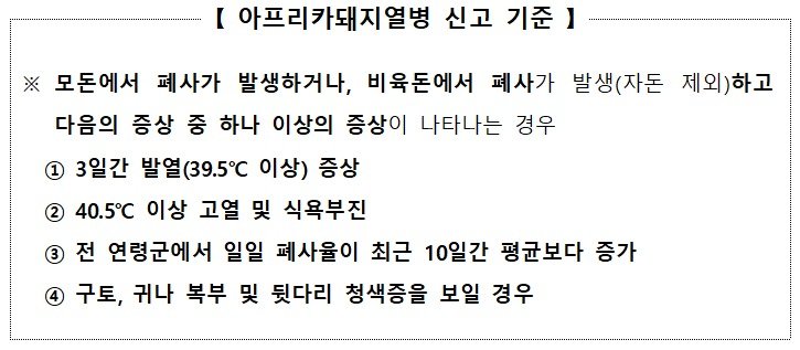 아프리카돼지열병 신고 기준(아프리카돼지열병 중앙사고수습본부 제공. 재판매 및 DB금지) 2025.11.28 /뉴스1