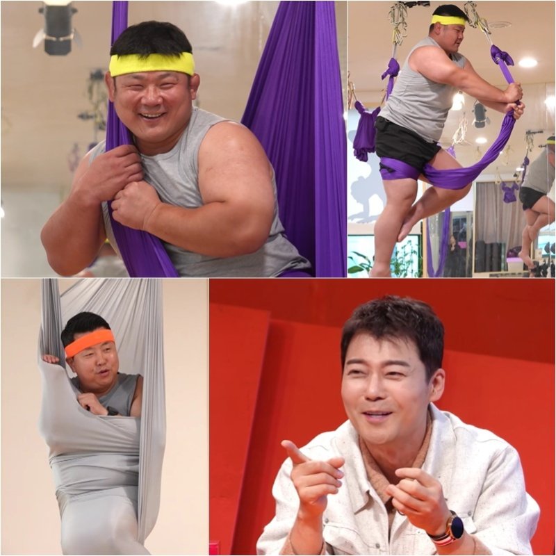 한방통닭 자태…정호영·황희태, 고지혈증 예방 위해 플라잉요가 도전