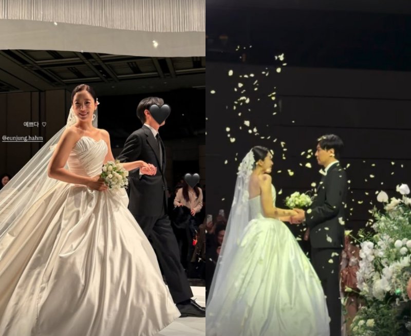 "예쁘다" 티아라 효민, 함은정 결혼식 공개…눈부신 웨딩드레스 자태