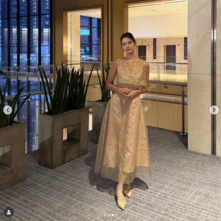 안현모, 과감한 누드톤 드레스 입고 호텔 인증샷…물오른 미모 [N샷]