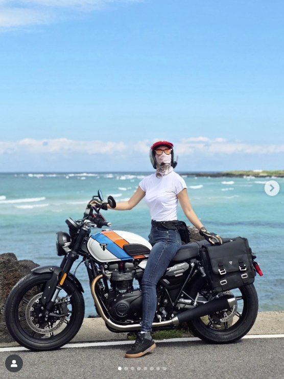 '모터사이클 선수' 오정연, 제주도서 라이딩 인증…완벽 뒤태 눈길 