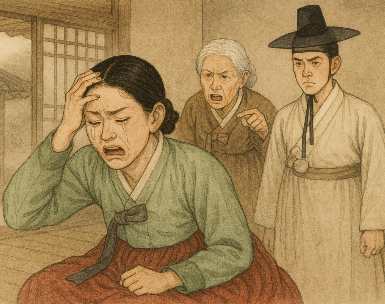 옛날에는 시집살이와 고부간의 갈등이 여성 난임의 원인이 되는 경우가 많았는데, 극심한 스트레스는 호르몬의 불균형 등을 유발하기 때문이다. 이때는 귀비탕(歸脾湯) 등이 약이었다. 챗GPT에 의한 AI생성 이미지.