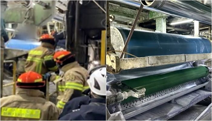 아침에 교대하자마자 도색기계에 끼어 사망한 27살 신입사원