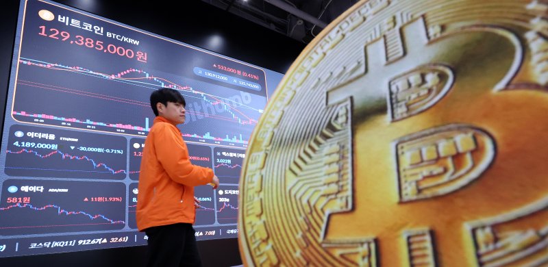 지난 2일 서울 강남구 빗썸 라운지 전광판에 비트코인 시세가 나타나고 있다. 사진=뉴스1