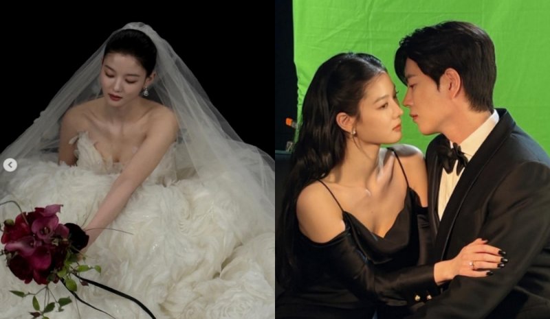 김유정, 웨딩드레스 입었다…홍종현과 아슬아슬 입맞춤 직전 [N샷]