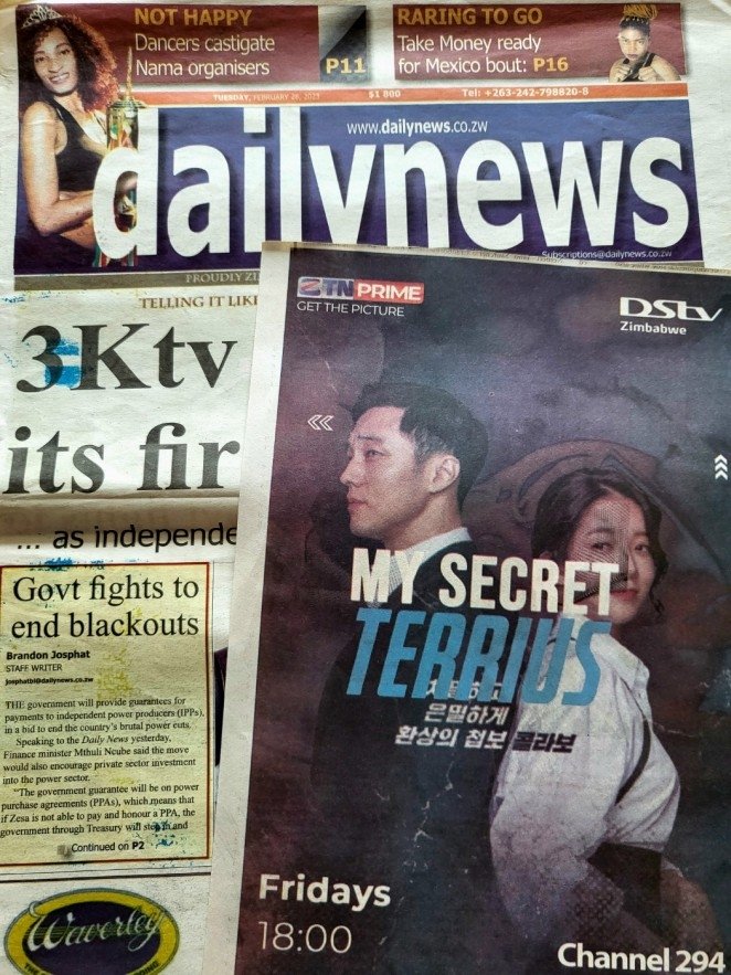 짐바브웨 일간지 Daily News 지면 광고 (출처=연합뉴스)