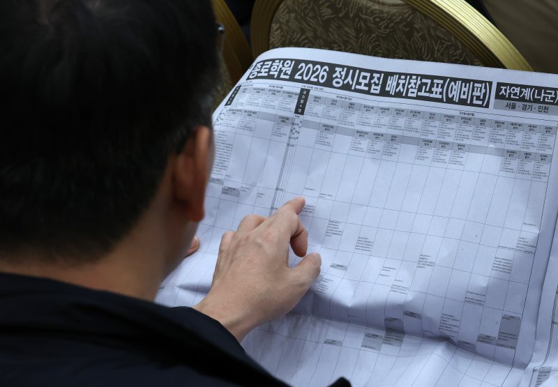 학부모가 정시모집 배치참고표를 살펴보고 있다. /뉴스1 ⓒ News1 장수영 기자