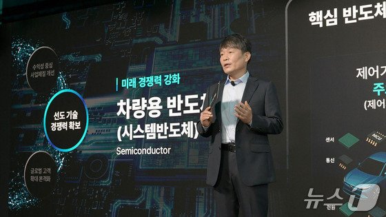 이규석 현대모비스 사장이 8월 27일 여의도 페어몬트 호텔에서 열린 ‘2025 CEO 인베스터 데이’ 발표자로 나서 회사 미래 성장 전략과 구체적인 실행 계획을 발표하고 있다.(현대모비스 제공)/뉴스1