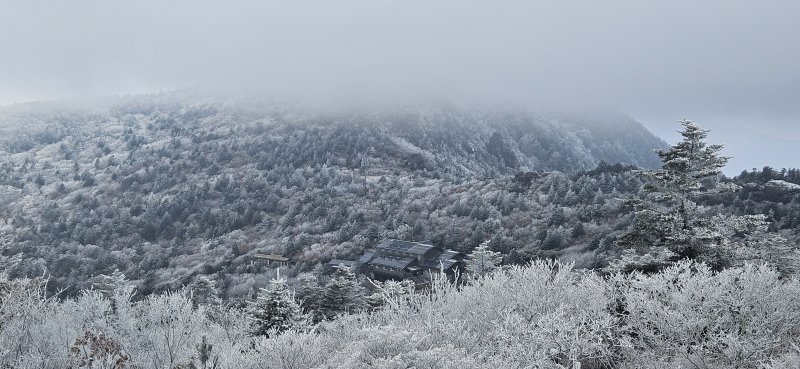 지리산에 쌓인 눈(국립공원공단 지리산국립공원경남사무소 제공).