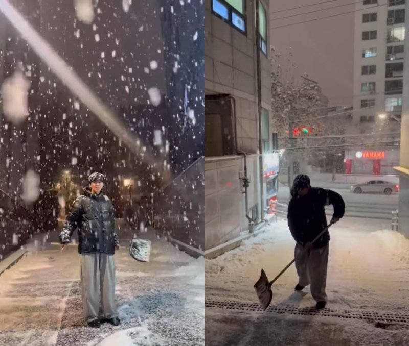 임영웅, 폭설 속 동네 제설 선행 "내 집 앞 눈은 내가 치운다"