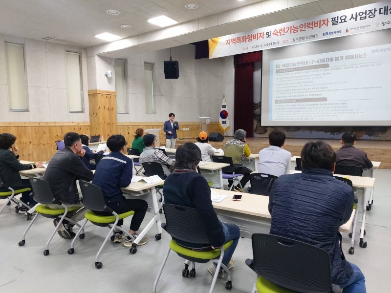 [순창·장수=뉴시스] ‘지역특화형비자(F-2-R/F-4-R)·숙련기능인력(E-7-4) 비자 전환을 위한 찾아가는 설명회’ 모습. *재판매 및 DB 금지