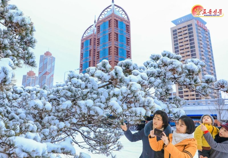 (평양 노동신문=뉴스1) = 북한 노동당 기관지 노동신문은 5일 수도 평양에 첫눈이 내렸다는 소식을 전했다. [국내에서만 사용가능. 재배포 금지. DB 금지. For Use Only in the Republic of Korea. Redistribution Prohibited] rodongphoto@news1.kr