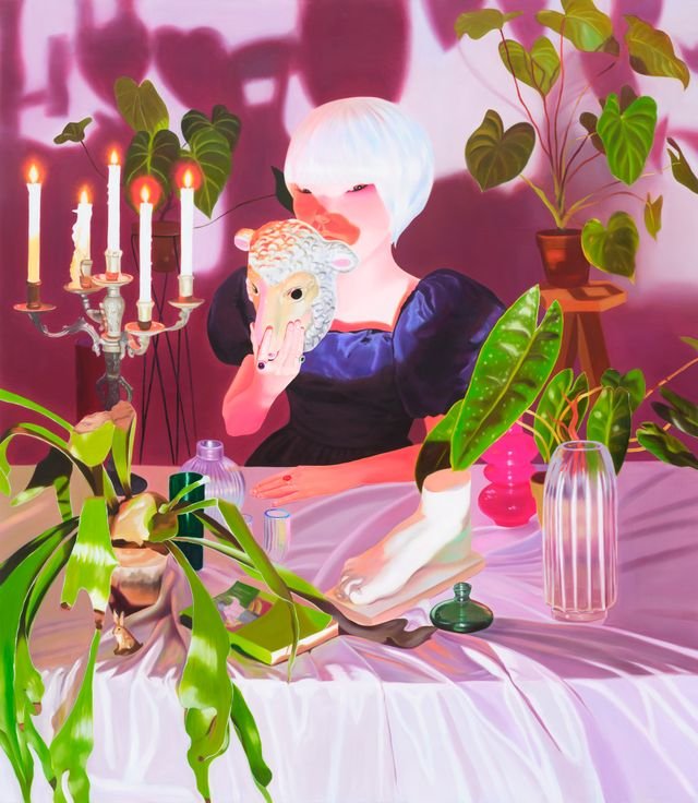Lee So Yeun, Sheep Mask, 2025, Oil on canvas, 160 x 140 cm.조현화랑 제공. *재판매 및 DB 금지