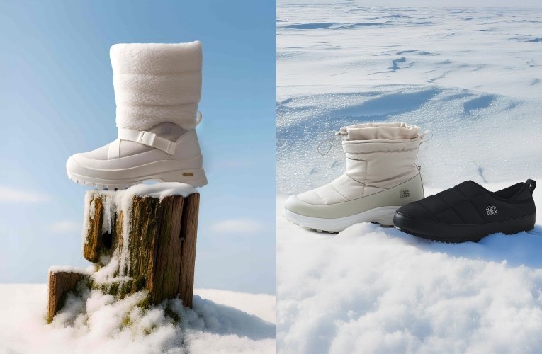 코오롱스포츠의 스노우 부츠(왼쪽)와 다우니3, 워몬2(코오롱FnC 제공)