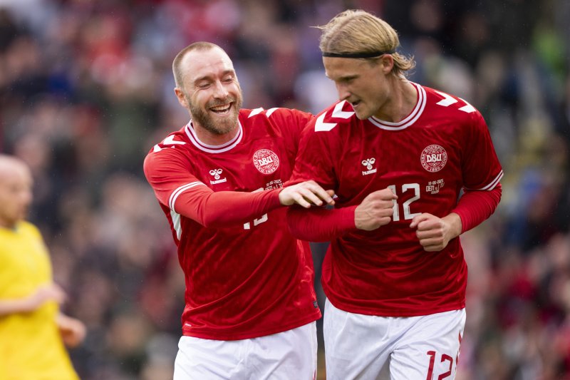 [오덴세=AP/뉴시스] 덴마크 축구 국가대표팀. 2025.06.10.