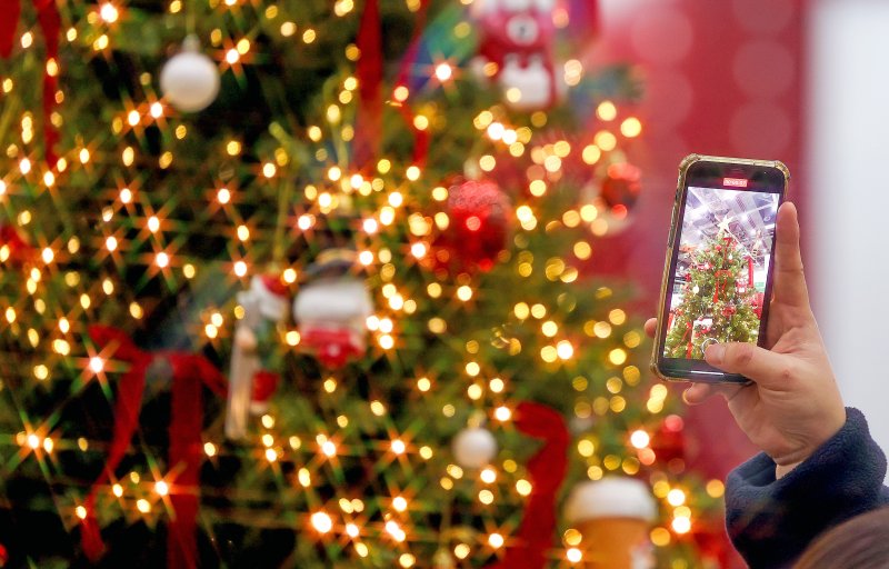 [대구=뉴시스] 이무열 기자 = 7일 대구 북구 엑스코에서 열린 ‘2025 대구 크리스마스 페어’를 찾은 한 시민이 크리스마스트리와 장식 소품을 살펴보고 있다. 2025.12.07. lmy@newsis.com