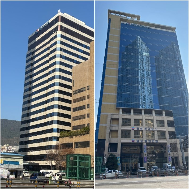 부산 동구 해양수산부 임시청사 본관(왼쪽)과 별관 모습 2025.12.7. ⓒ 뉴스1 홍윤 기자