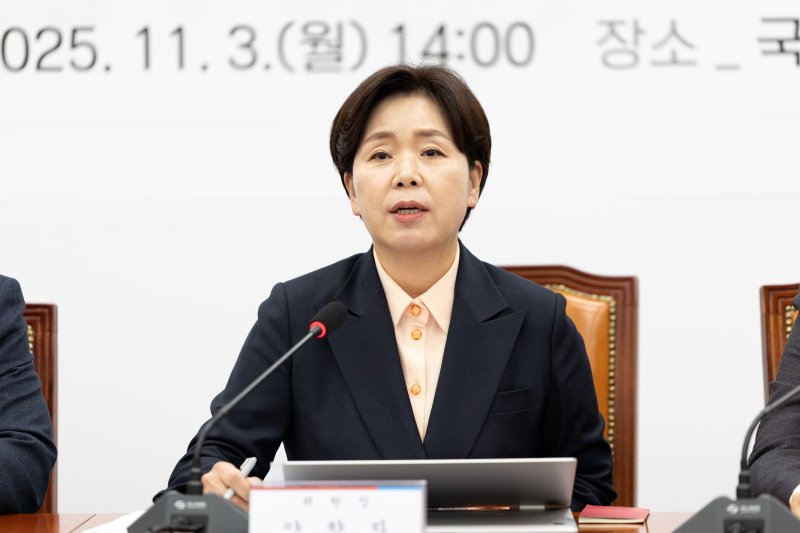 양향자 국민의힘 반도체 AI 첨단산업특별위원장이 3일 서울 여의도 국회에서 열린 반도체·AI 첨단산업특별위원회 전체회의에서 모두발언하고 있다. 2025.11.3/뉴스1 ⓒ News1 이승배 기자