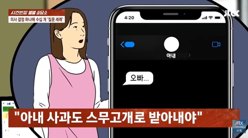 [뉴시스]스무고개 화법을 사용하는 아내 때문에 속이 터진다는 남성의 사연이 화제다. (사진 = JTBC 사건반장 캡처) *재판매 및 DB 금지