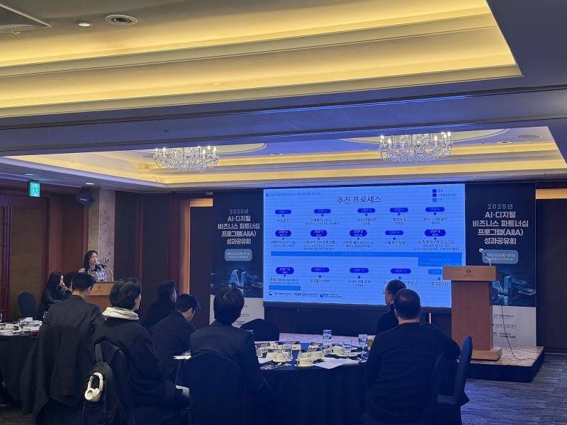 과학기술정보통신부, 정보통신산업진흥원, 한국인공지능·소프트웨어산업협회가 AIIA 프로그램 성료를 기념해 지난 4일 롯데호텔 명동에서 참여기업 성과공유회를 개최 / 사진=한국인공지능산업협회 제공
